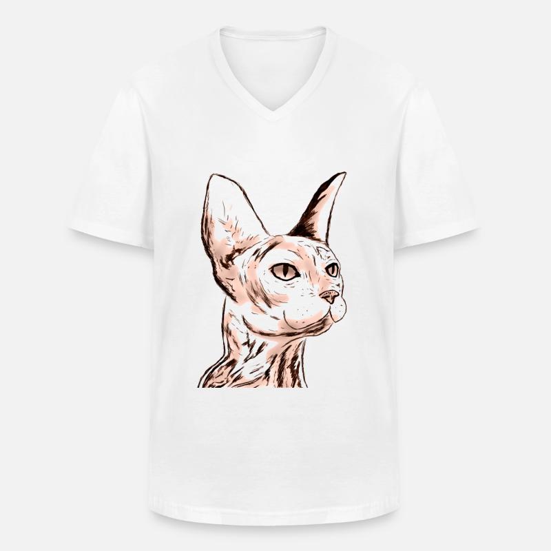 SMALL SPHINX - Männer-T-Shirt mit V-Ausschnitt - Weiß