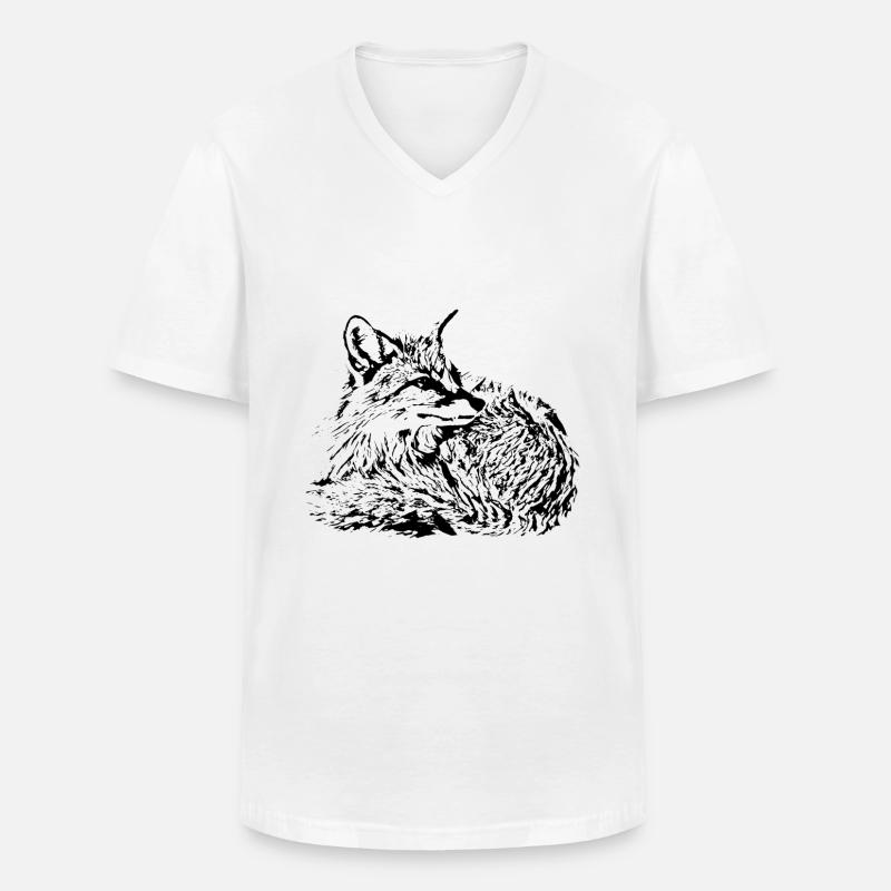 Fuchs - Männer-T-Shirt mit V-Ausschnitt - Weiß