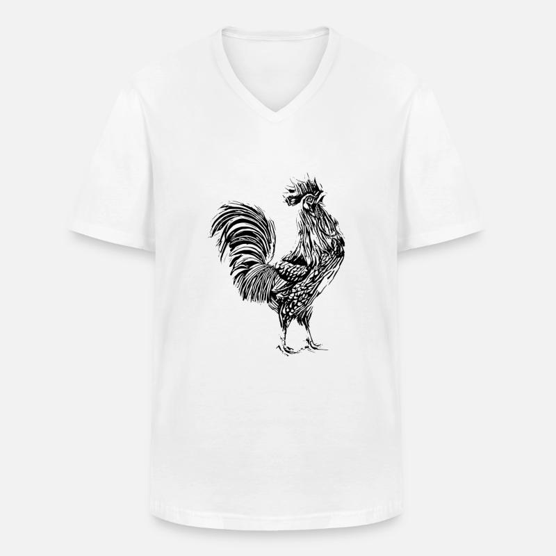 Hahn - Männer-T-Shirt mit V-Ausschnitt - Weiß