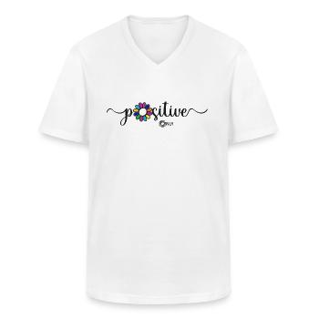 Positive vibes only - T-shirt col V Homme - blanc - Devant - AI Model Male 185 light (185cm)
