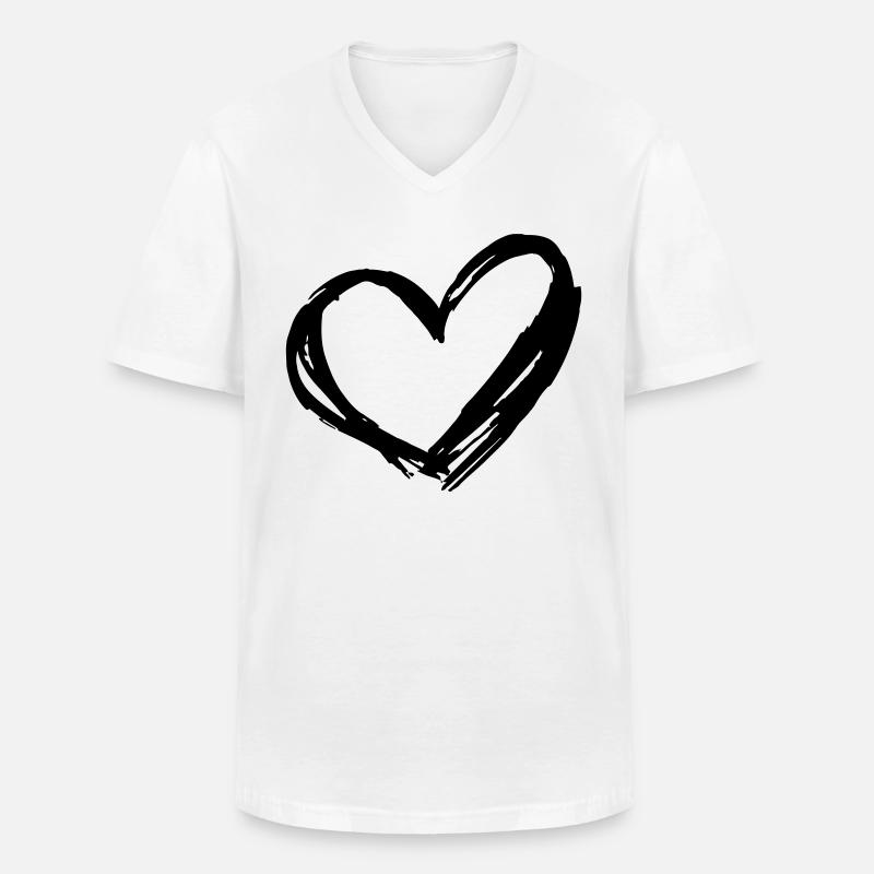 Herz - Männer-T-Shirt mit V-Ausschnitt - Weiß