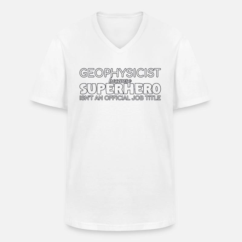 Geophysicist Superhero Geophysics - Männer-T-Shirt mit V-Ausschnitt - Weiß