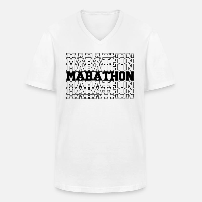 Marathon - Männer-T-Shirt mit V-Ausschnitt - Weiß