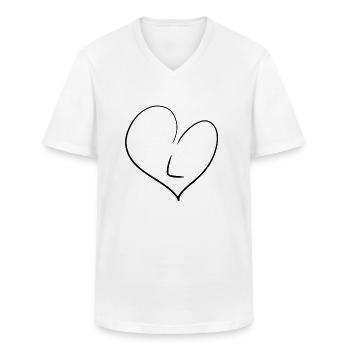 Heart Letter - Men's V-Neck T-Shirt - white - Front - AI Model Male 185 light (185cm)