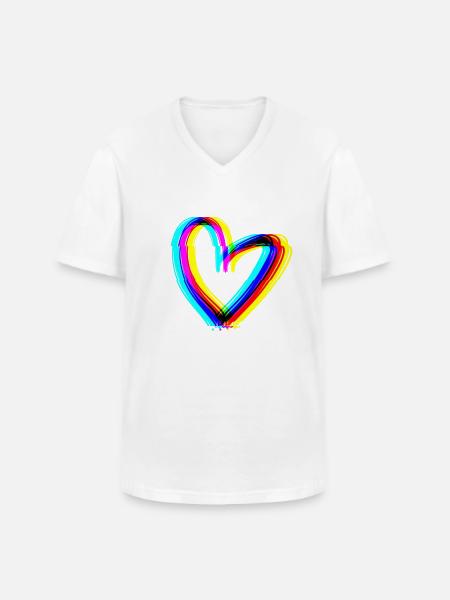 heart effect 3d symbol love - Men's V-Neck T-Shirt - white
