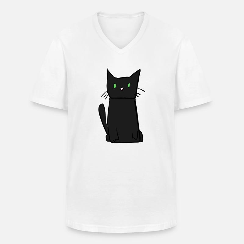 dunkle Katze Tier süß - Männer-T-Shirt mit V-Ausschnitt - Weiß