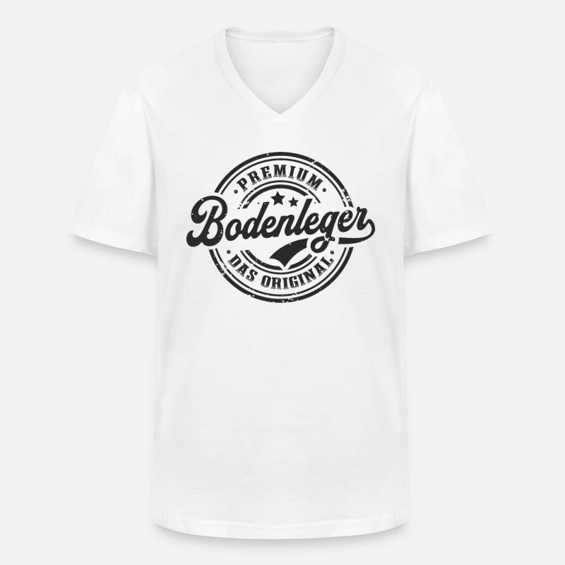Bodenleger Original - Männer-T-Shirt mit V-Ausschnitt - Weiß