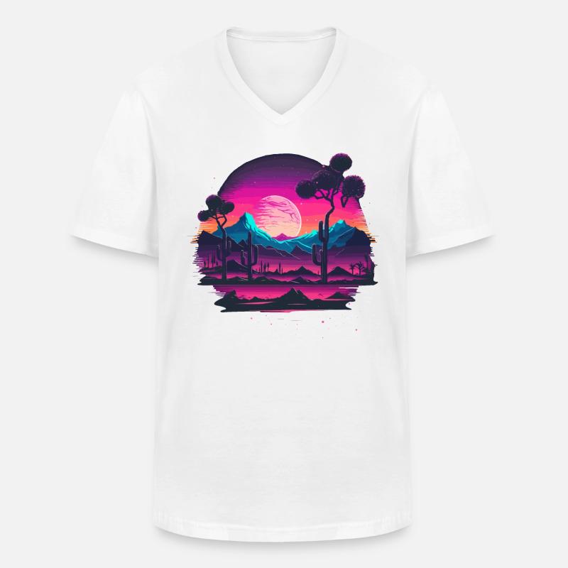 Vaporwave Artwork - Männer-T-Shirt mit V-Ausschnitt - Weiß