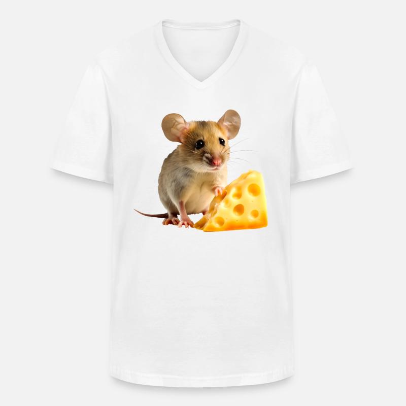 Maus mit Käse - Männer-T-Shirt mit V-Ausschnitt - Weiß