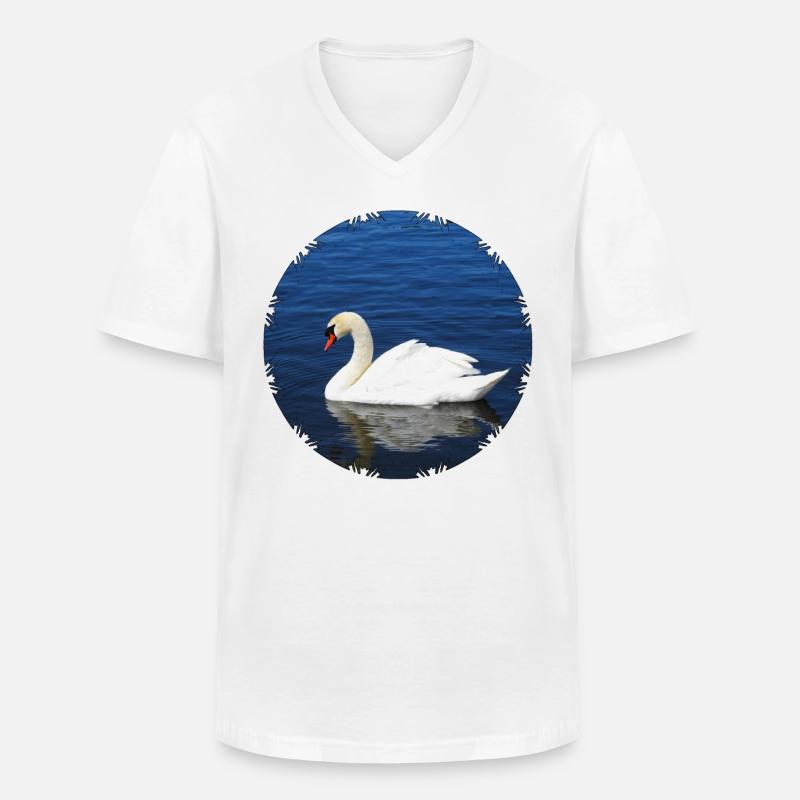 Anmutiger Höckerschwan - Männer-T-Shirt mit V-Ausschnitt - Weiß