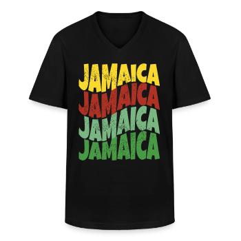 Nice souvenir gift idea from Jamaica - Men's V-Neck T-Shirt - black - Front - AI Model Male 178 dark (178cm)