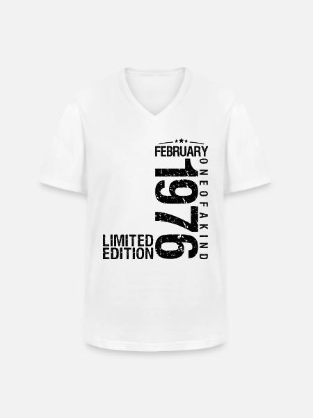 Fødselsdag februar 1976 februar født i januar - Klassisk herre T-shirt med V-udskæring - hvid