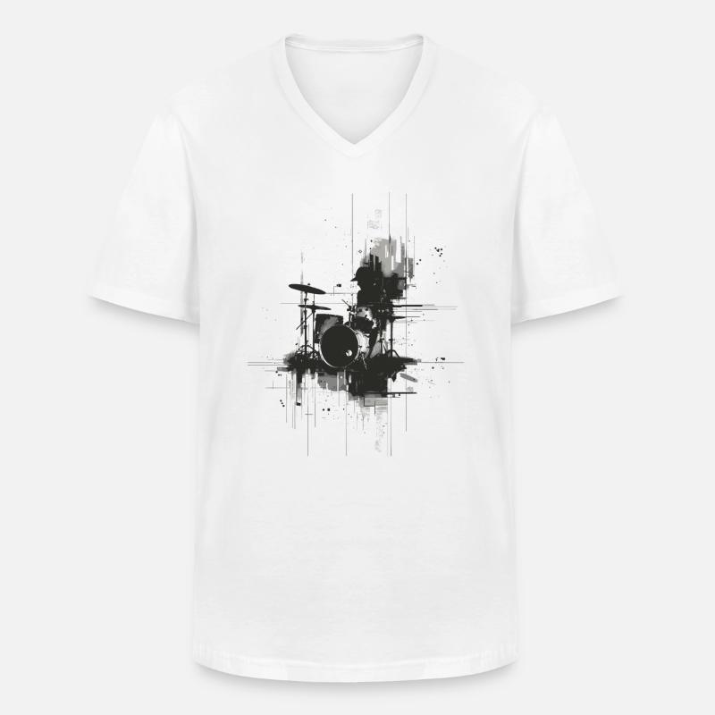 Drumkit Zeichnung - Männer-T-Shirt mit V-Ausschnitt - Weiß
