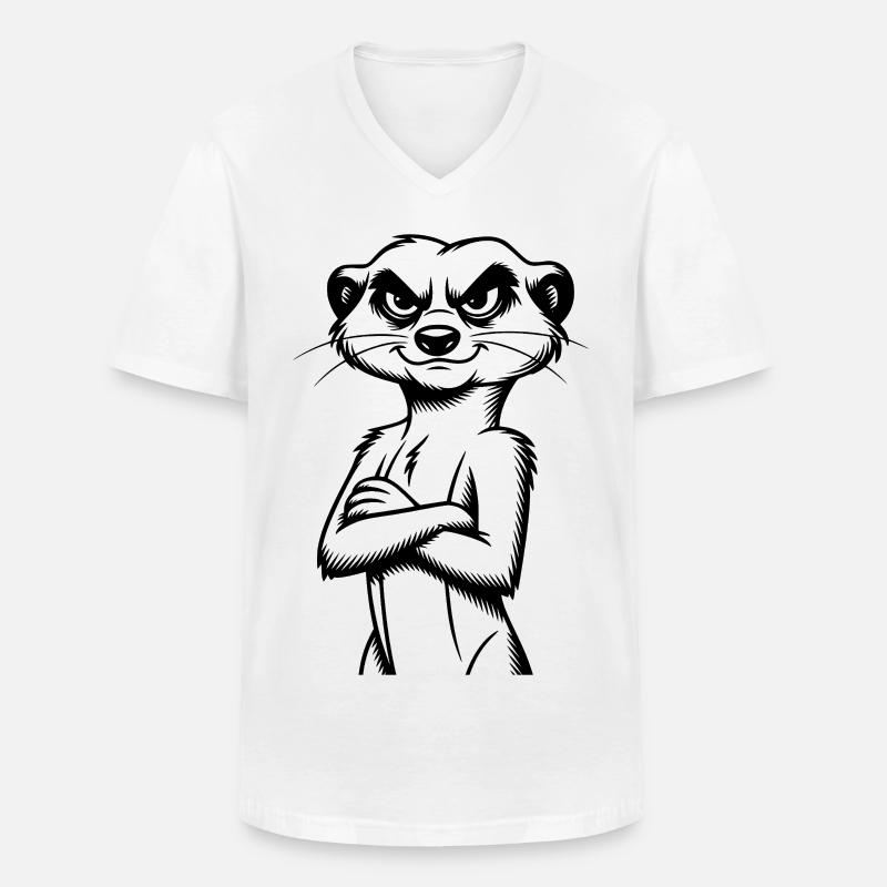 Erdmännchen - Männer-T-Shirt mit V-Ausschnitt - Weiß