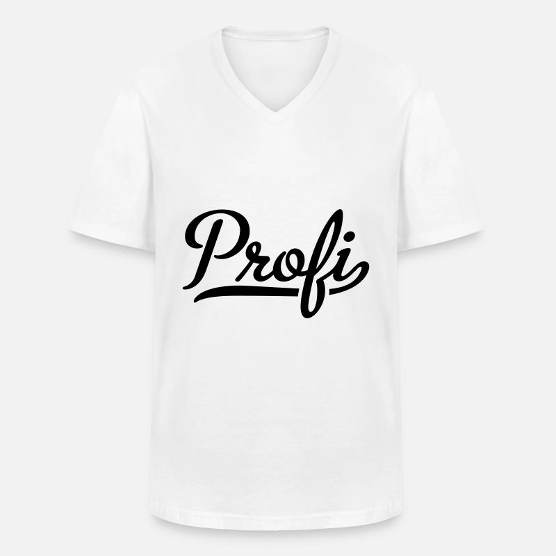 Profi - Männer-T-Shirt mit V-Ausschnitt - Weiß