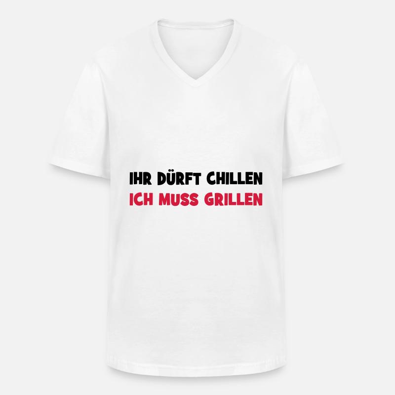 grillen - Männer-T-Shirt mit V-Ausschnitt - Weiß