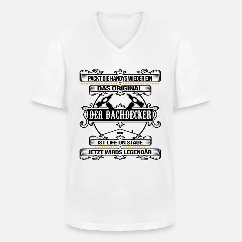 dachdecker legendärer roofer dach decken - Männer-T-Shirt mit V-Ausschnitt - Weiß