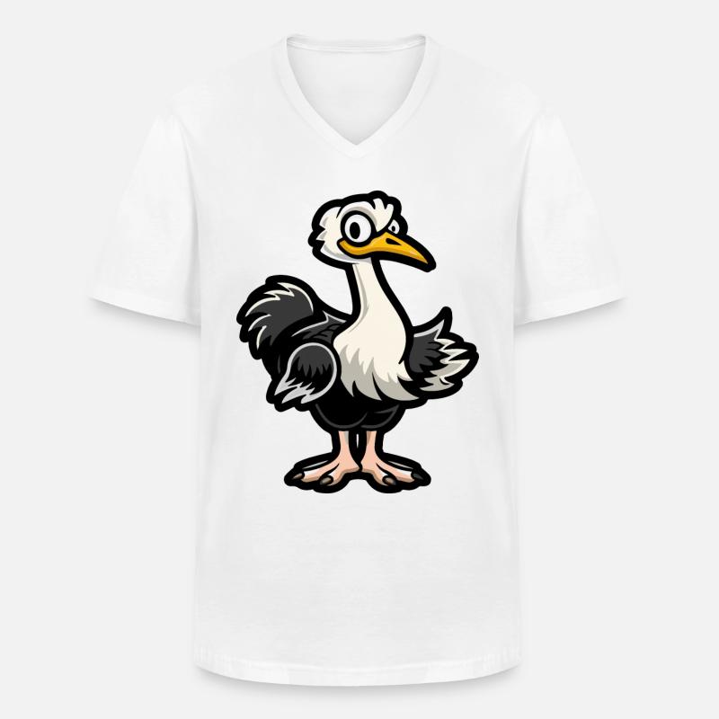Strauß Comic - Männer-T-Shirt mit V-Ausschnitt - Weiß