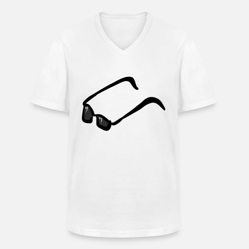 sonnenbrille brille nerd - Männer-T-Shirt mit V-Ausschnitt - Weiß
