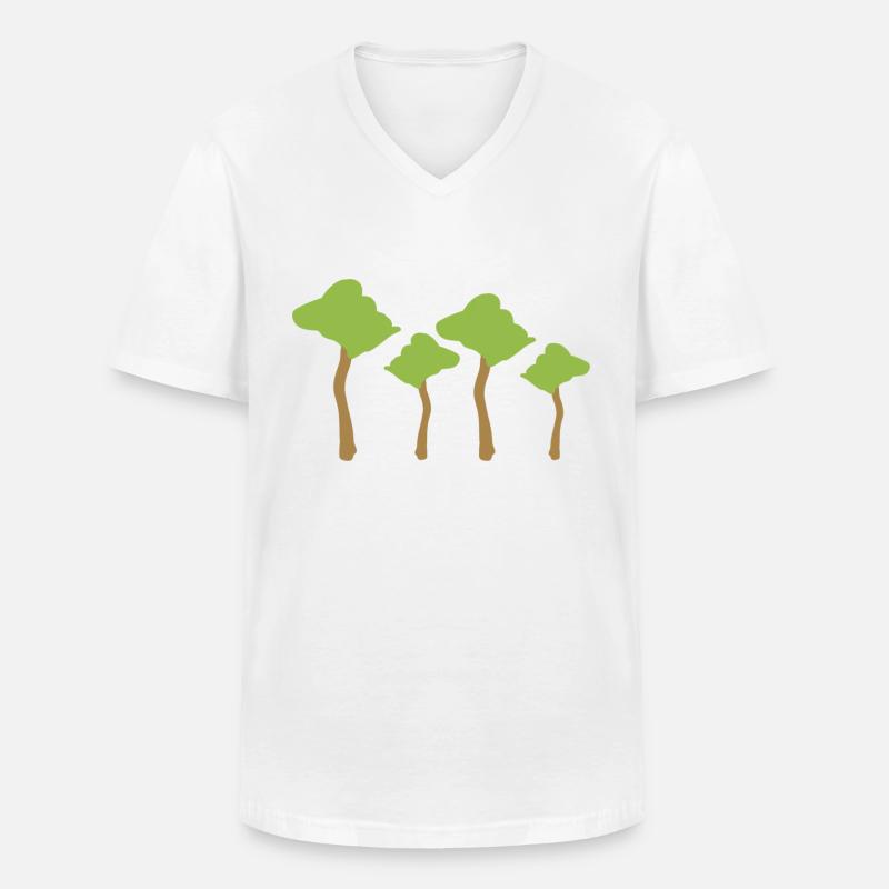 vier Bäume Baum Wald - Männer-T-Shirt mit V-Ausschnitt - Weiß