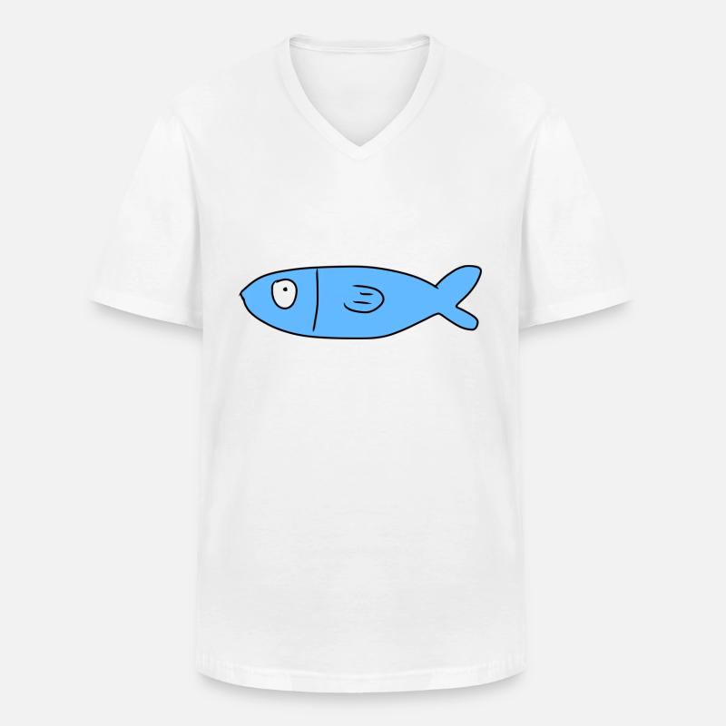 Fisch Symbol Tier blau - Männer-T-Shirt mit V-Ausschnitt - Weiß