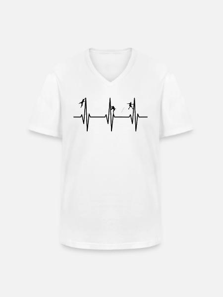 Climbing ECG pulse heartbeat - Men's V-Neck T-Shirt - white