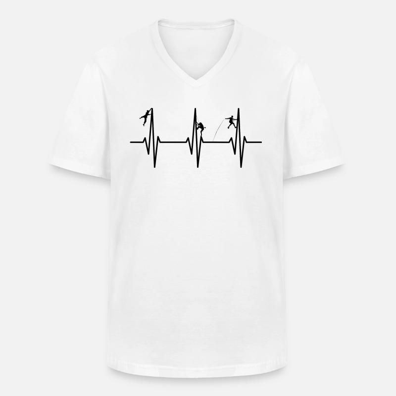 Climbing ECG pulse heartbeat - Men's V-Neck T-Shirt - white