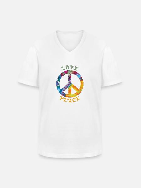 Love Peace Hippie Hippie kostume 60-70-90'erne - Klassisk herre T-shirt med V-udskæring - hvid