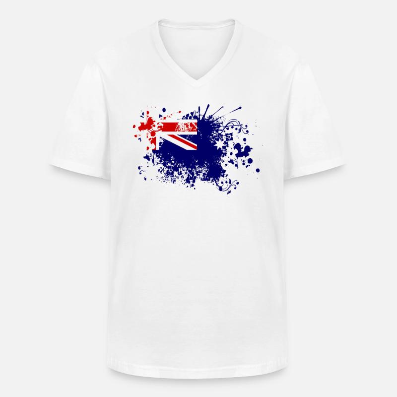Australien Flagge Farbspritzer Down Under - Männer-T-Shirt mit V-Ausschnitt - Weiß