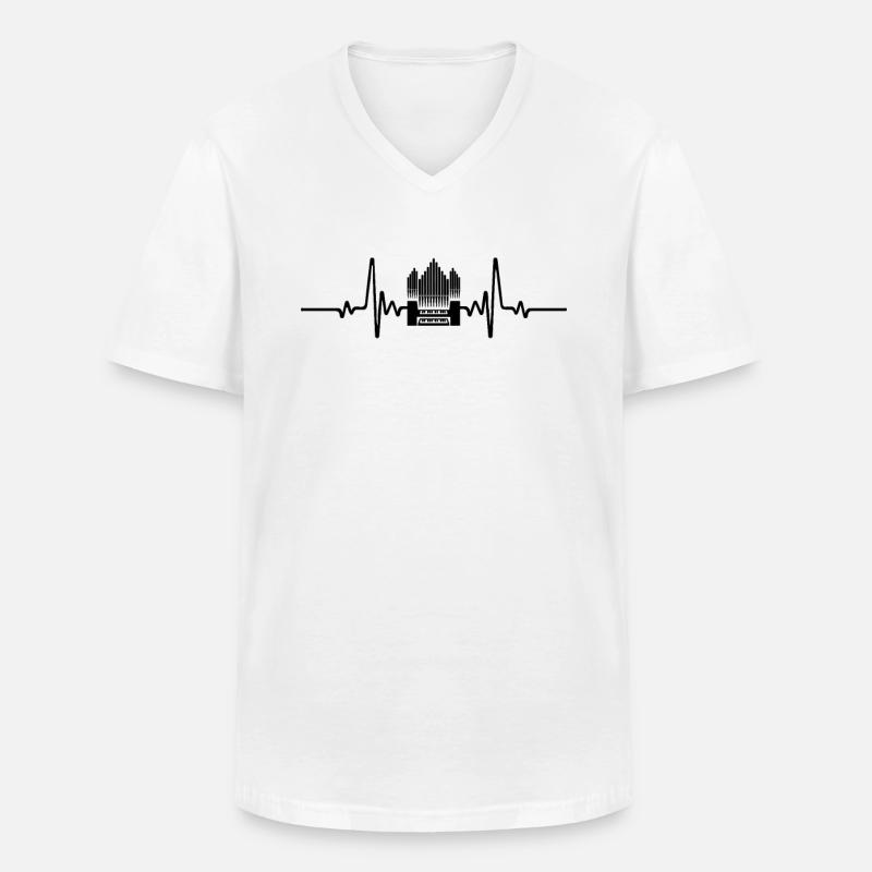 Organherzfrequenz - Männer-T-Shirt mit V-Ausschnitt - Weiß