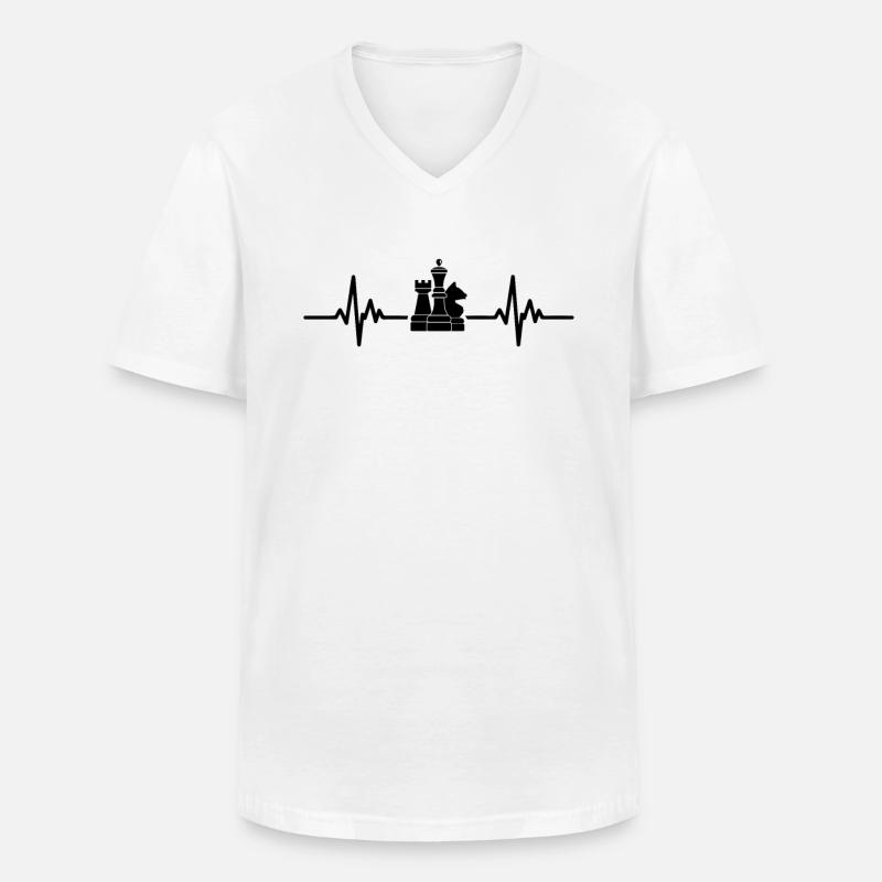 Herzfrequenz eines Schachspielers - Männer-T-Shirt mit V-Ausschnitt - Weiß
