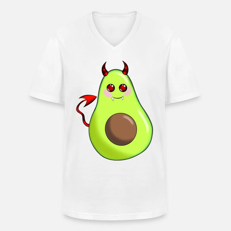 Devil Avocado - Männer-T-Shirt mit V-Ausschnitt - Weiß