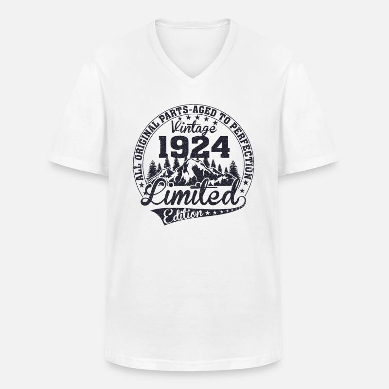 1924 - Männer-T-Shirt mit V-Ausschnitt - Weiß