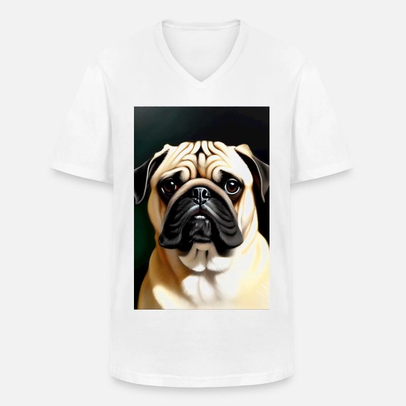 Mops Hund - Männer-T-Shirt mit V-Ausschnitt - Weiß