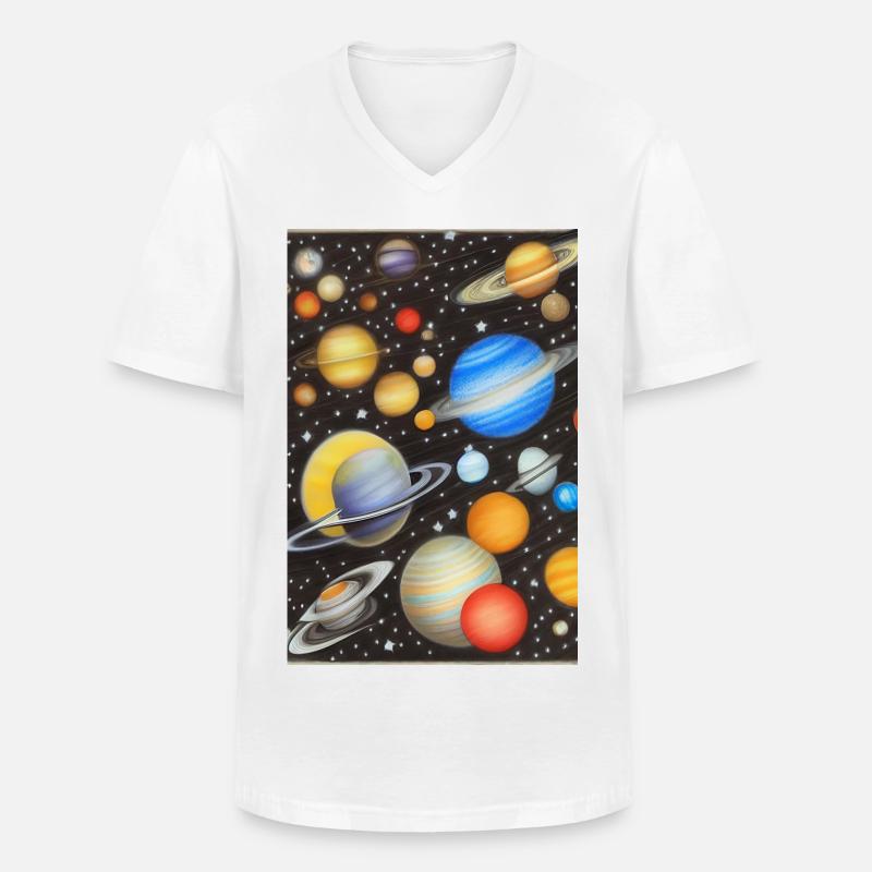 Weltall und Planeten - Männer-T-Shirt mit V-Ausschnitt - Weiß