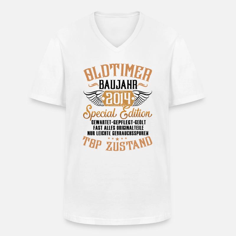 Oldtimer 2014 - Männer-T-Shirt mit V-Ausschnitt - Weiß