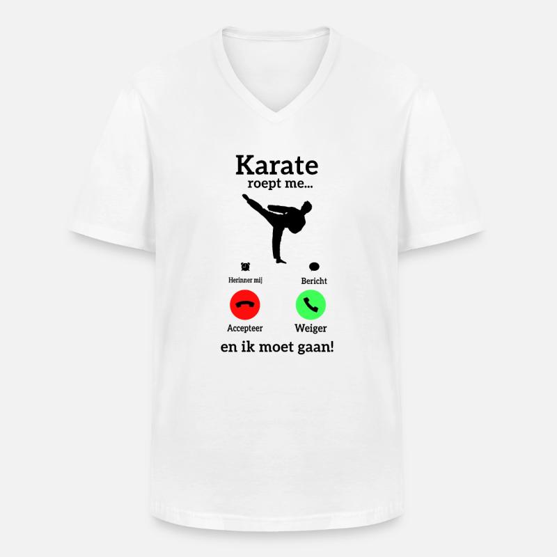 Karate Roept Me - Männer-T-Shirt mit V-Ausschnitt - Weiß