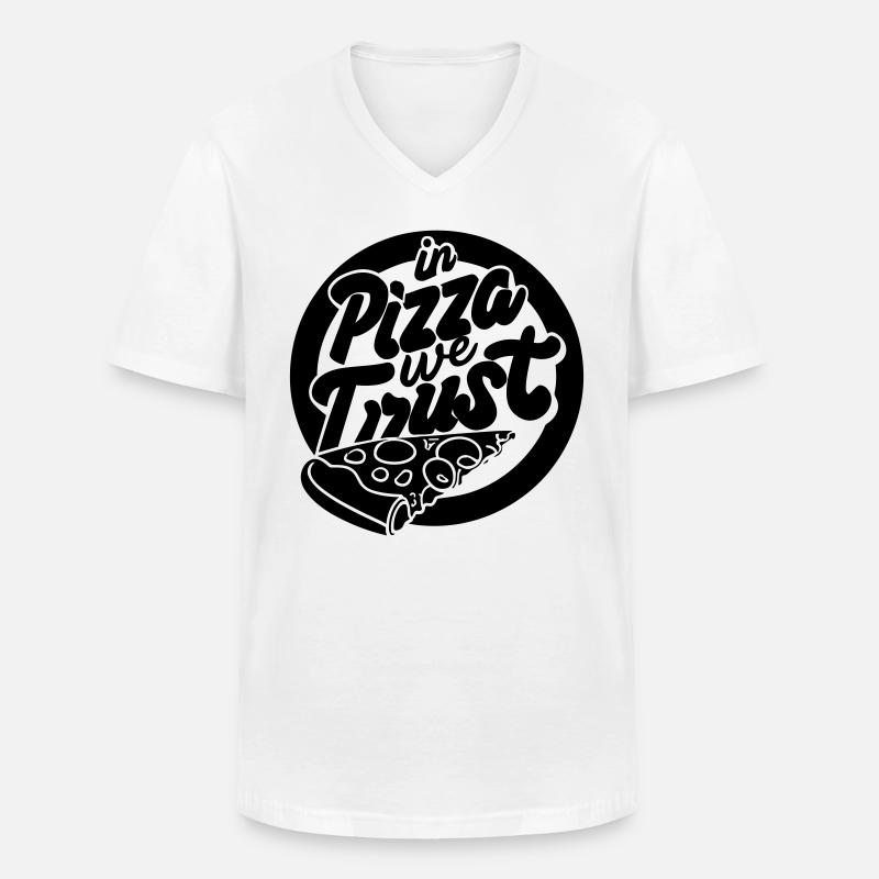 In Pizza We Trust - Männer-T-Shirt mit V-Ausschnitt - Weiß