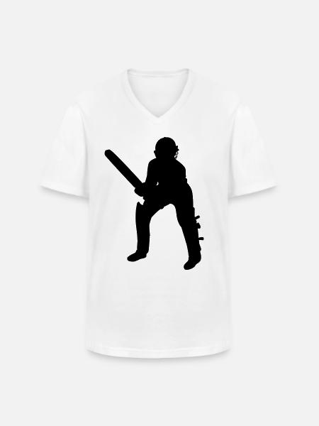 Cricket Batsman Batter Black - Men's V-Neck T-Shirt - white