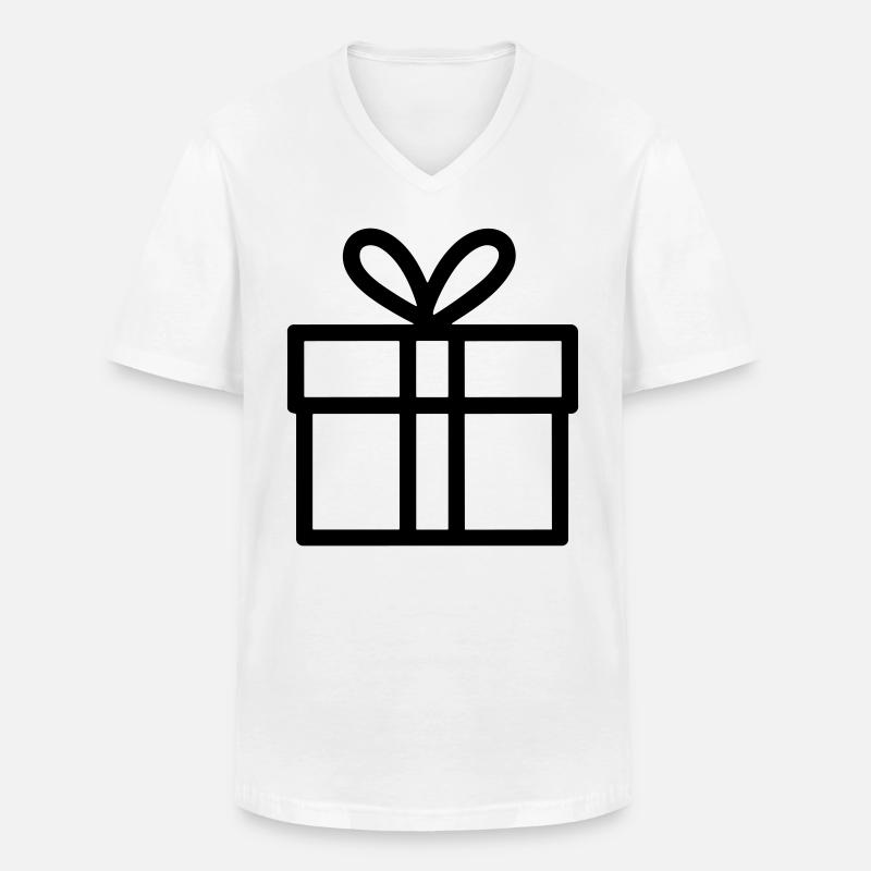 Kleine Geschenkbox - Männer-T-Shirt mit V-Ausschnitt - Weiß