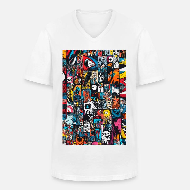 Kaleidoskop Comic-Collage - Männer-T-Shirt mit V-Ausschnitt - Weiß
