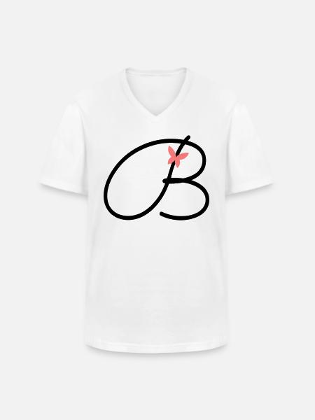 Lettre B Lettre initiale Papillon - T-shirt col V Homme - blanc