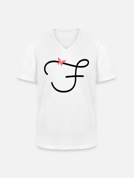 Buchstabe F Schmetterlingsbuchstabe - Männer-T-Shirt mit V-Ausschnitt - Weiß