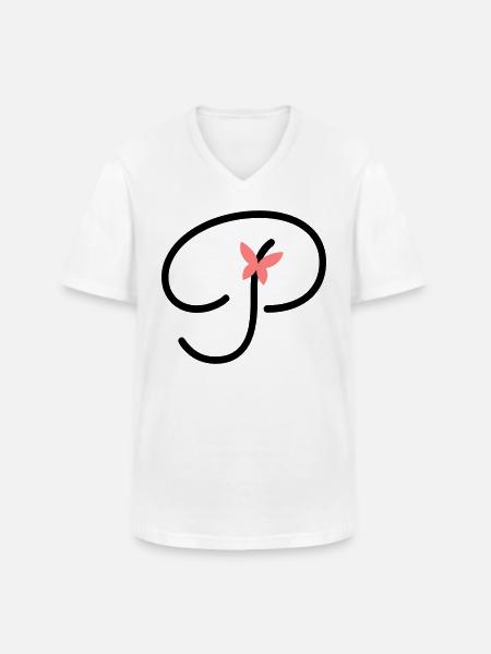Buchstabe P Schmetterlingsbuchstabe - Männer-T-Shirt mit V-Ausschnitt - Weiß