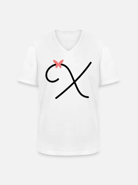 Buchstabe X Schmetterlingsbuchstabe - Männer-T-Shirt mit V-Ausschnitt - Weiß