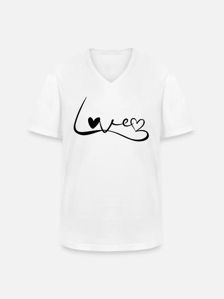 Love Font - Men's V-Neck T-Shirt - white