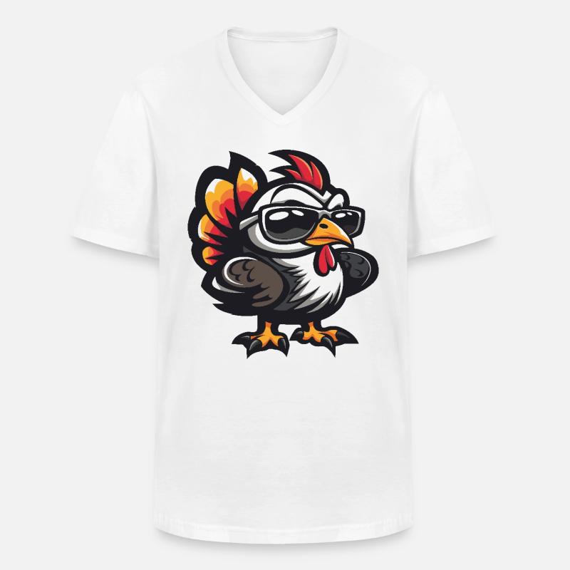 Truthahn Cool Comic - Männer-T-Shirt mit V-Ausschnitt - Weiß