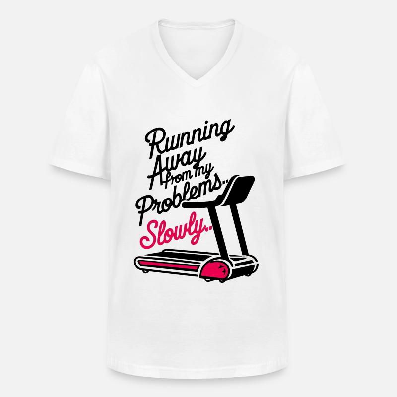 Running from Problems - Slowly - Männer-T-Shirt mit V-Ausschnitt - Weiß