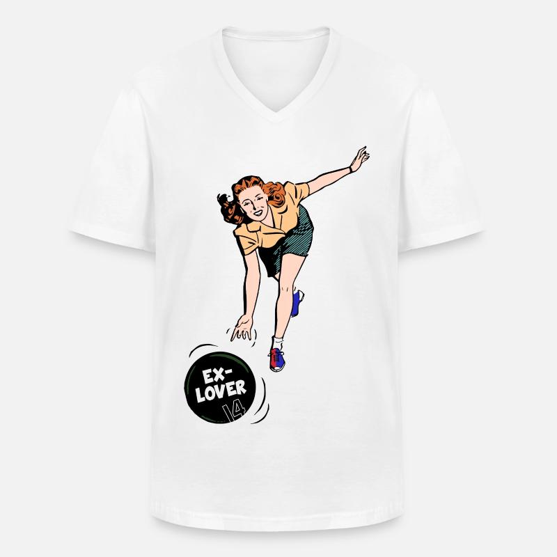 Ex-Lover Bowling – Retro Comic Style - Männer-T-Shirt mit V-Ausschnitt - Weiß