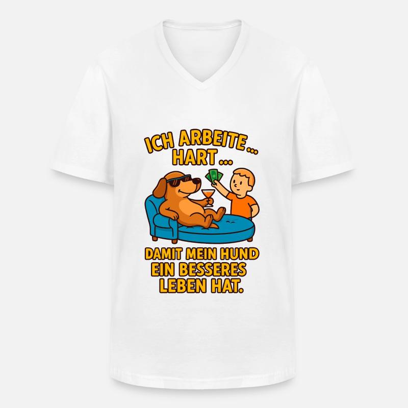 Hundeliebe durch harte Arbeit - Männer-T-Shirt mit V-Ausschnitt - Weiß